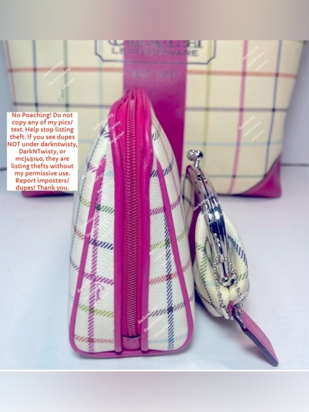 GREAT GIFT!! RARE Coach 3 piece Tote, cosmetic bag, change purse set PRICE FIRM - Picture 5 of 15